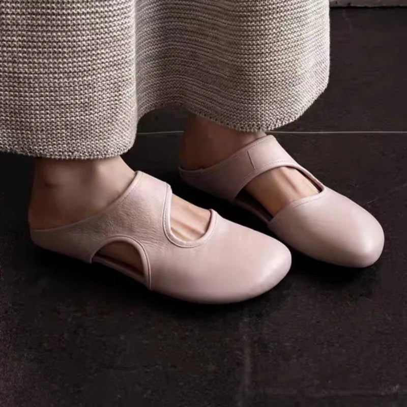 Women's Fish Mouth Closed Toe Solid Vintage Slippers Women Casual Zpaxo