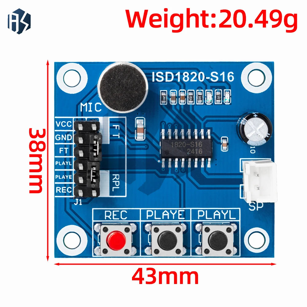 ISD1820 recording module voice module the voice board telediphone module board with Microphones + Loudspeaker Zpaxo