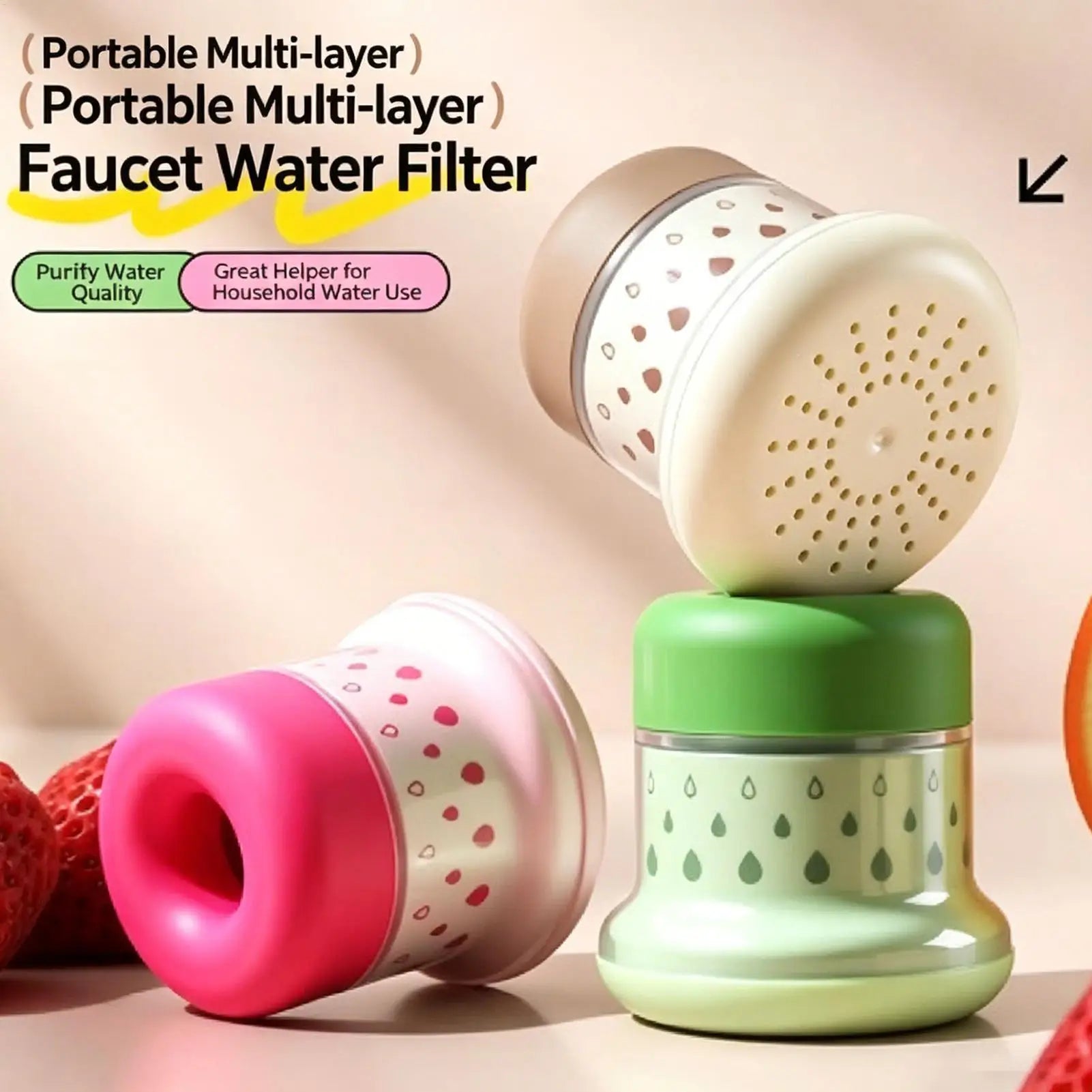 Water Filter Sink Faucet Splash Proof Softener Sprayer Detachable