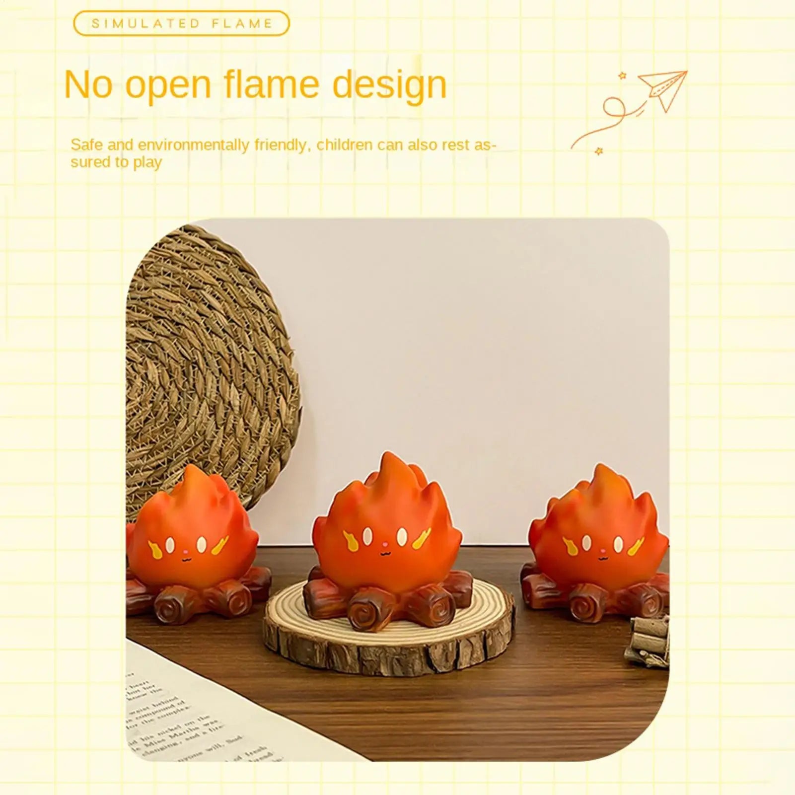 Campfire Night Light Tabletop Lighting Nursery Flame Lights Kids