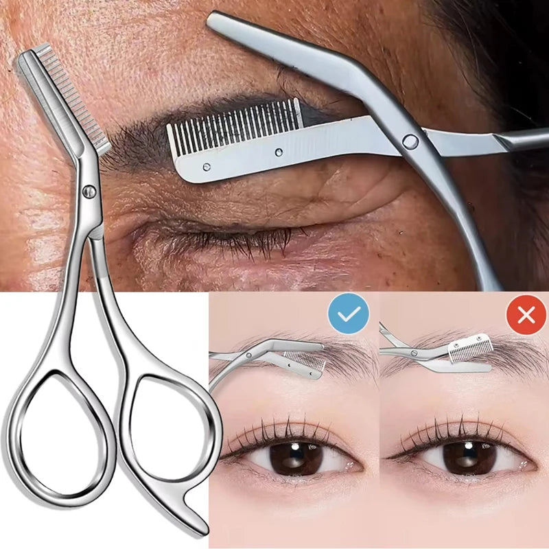 Stainless Steel Eyebrow Trimmer Scissor Beauty Products Women