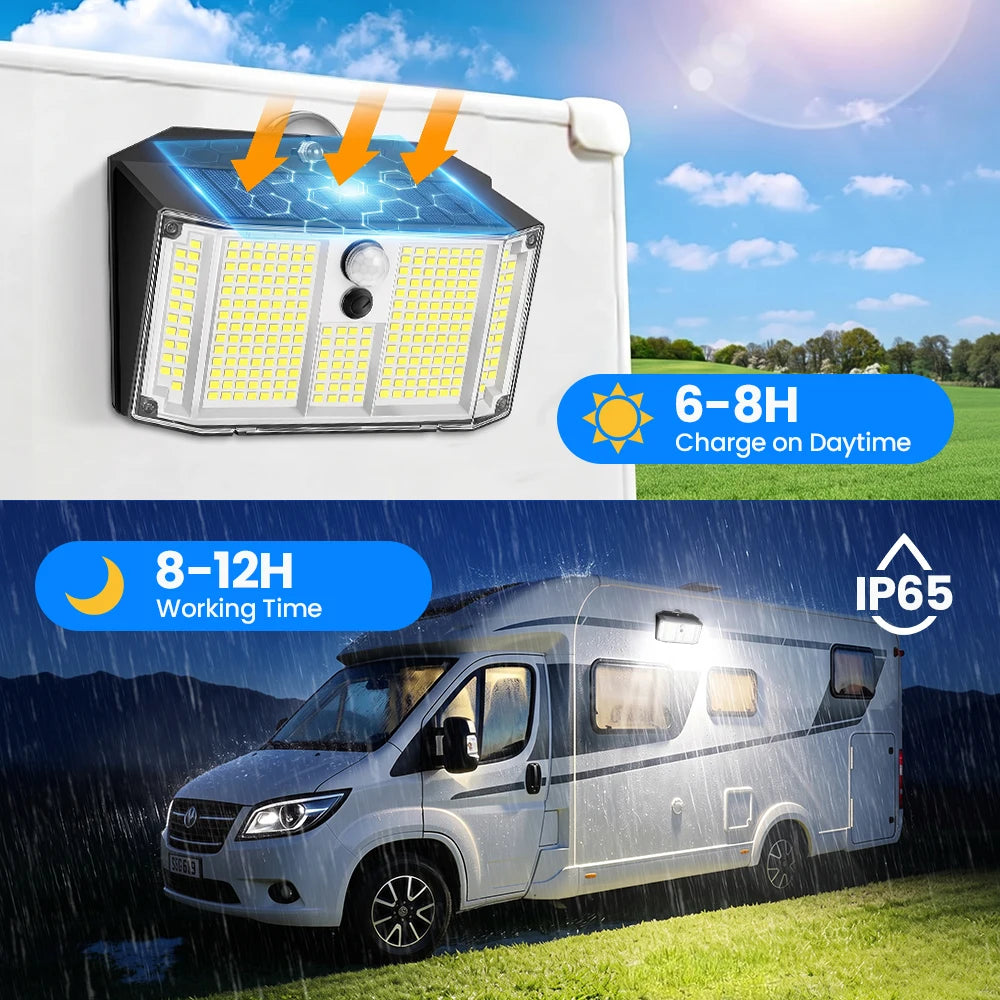 Magnetic Solar Lights Outdoor 268LED Motion Sensor Lights IP65 Waterproof Magnetic Outdoor Camping Lighting For Step Porch Zpaxo