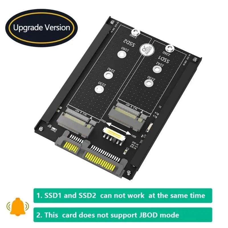 652F Double M.2 B SSDs to 2.5inch SATA3.0 Adapter with Frame Bracket SATA3.0 6Gbps Converters Adapter Card Replacement Zpaxo