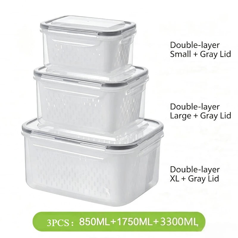 Fruit Storage Containers Fridge Removable Colander Airtight Food