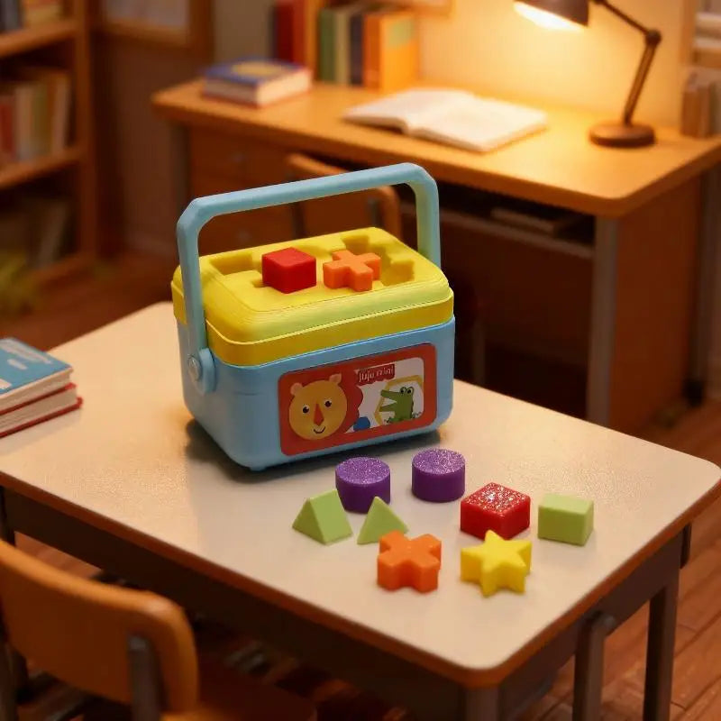 1:12 Miniature Shape Sorting Toy Box – Dollhouse Nursery Decor Dollhouse Miniature Set Zpaxo