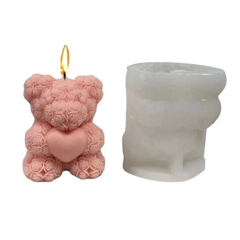 3D Bear Hug Love Silicone Candle Molds Diy Cute Bear Pet Candle Making Supplies Handmade Soap Plaster Resin Mold Home Decor Gift Zpaxo