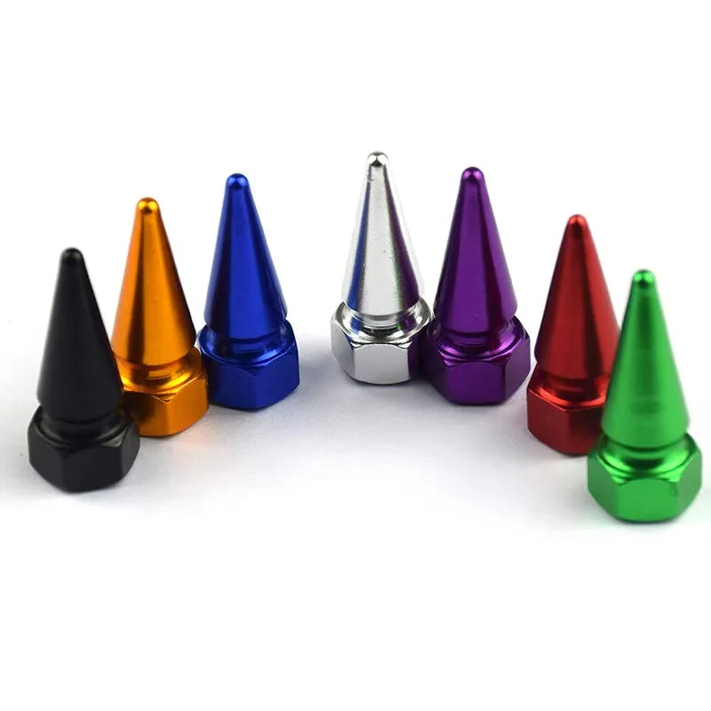 Bullet Spike Tire Valve Caps – 4-Pack Aluminum Alloy, Universal Fit
