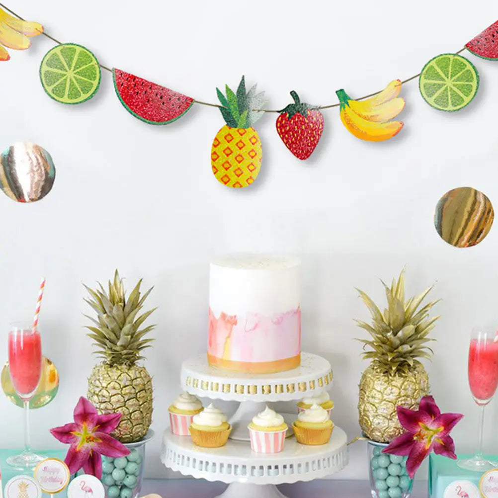 Handmade Fruit Shape Party Banner Kit Summer Theme Decoration for Birthday Wedding Baby Shower Photo Prop Festive Home Zpaxo