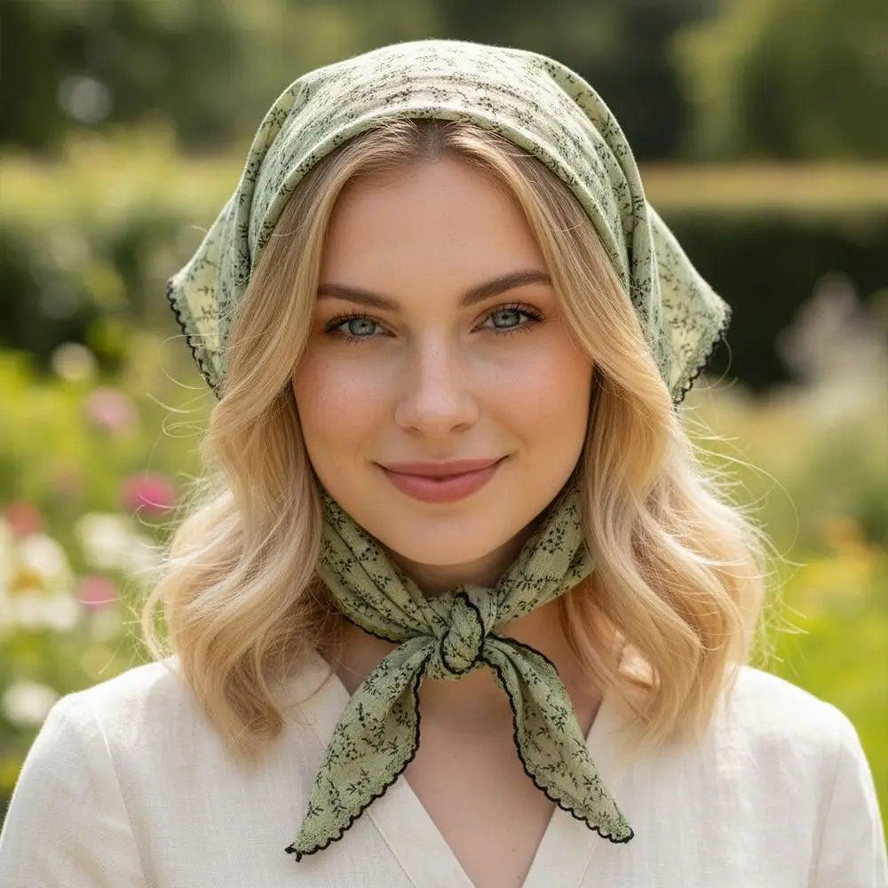 Hair Ties Lace Design Flower Neck Scarf French Style Headband Turban Head Wrap Gentle Triangle Hair Scarf Hair Styling Zpaxo