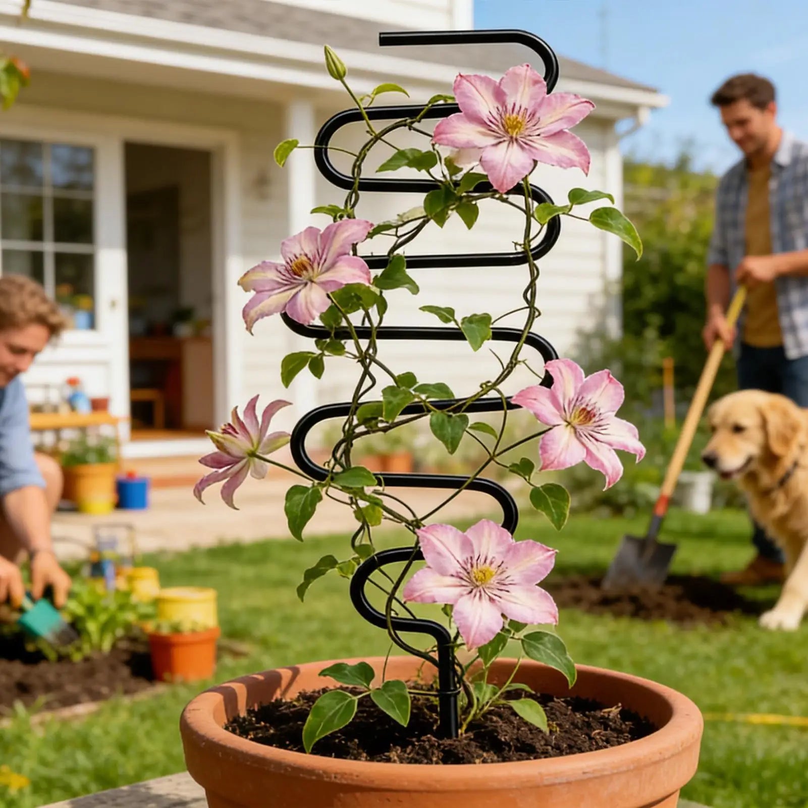 Iron Plant Trellis Support Stakes – Indoor & Outdoor Climber Pole Plant Support Stake Zpaxo