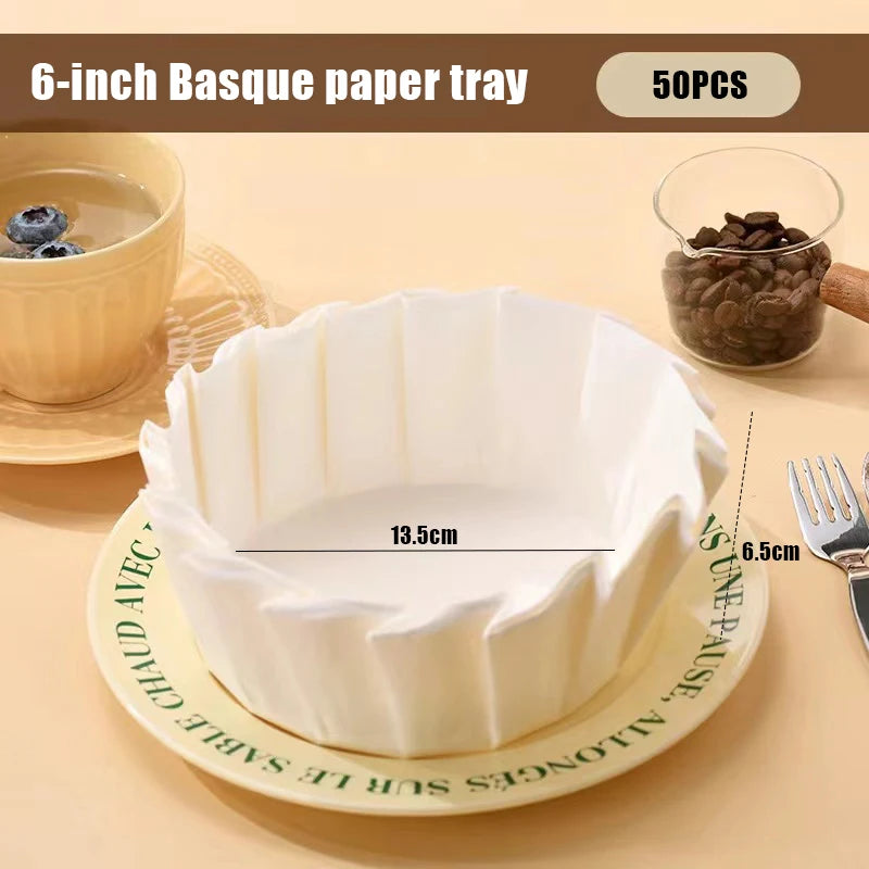 Baking Oil Proof Edge Paper Disposable Release Mousse Cake Paper Basque Cheesecake Oil Paper Tray Foldable Cake Mold Zpaxo B