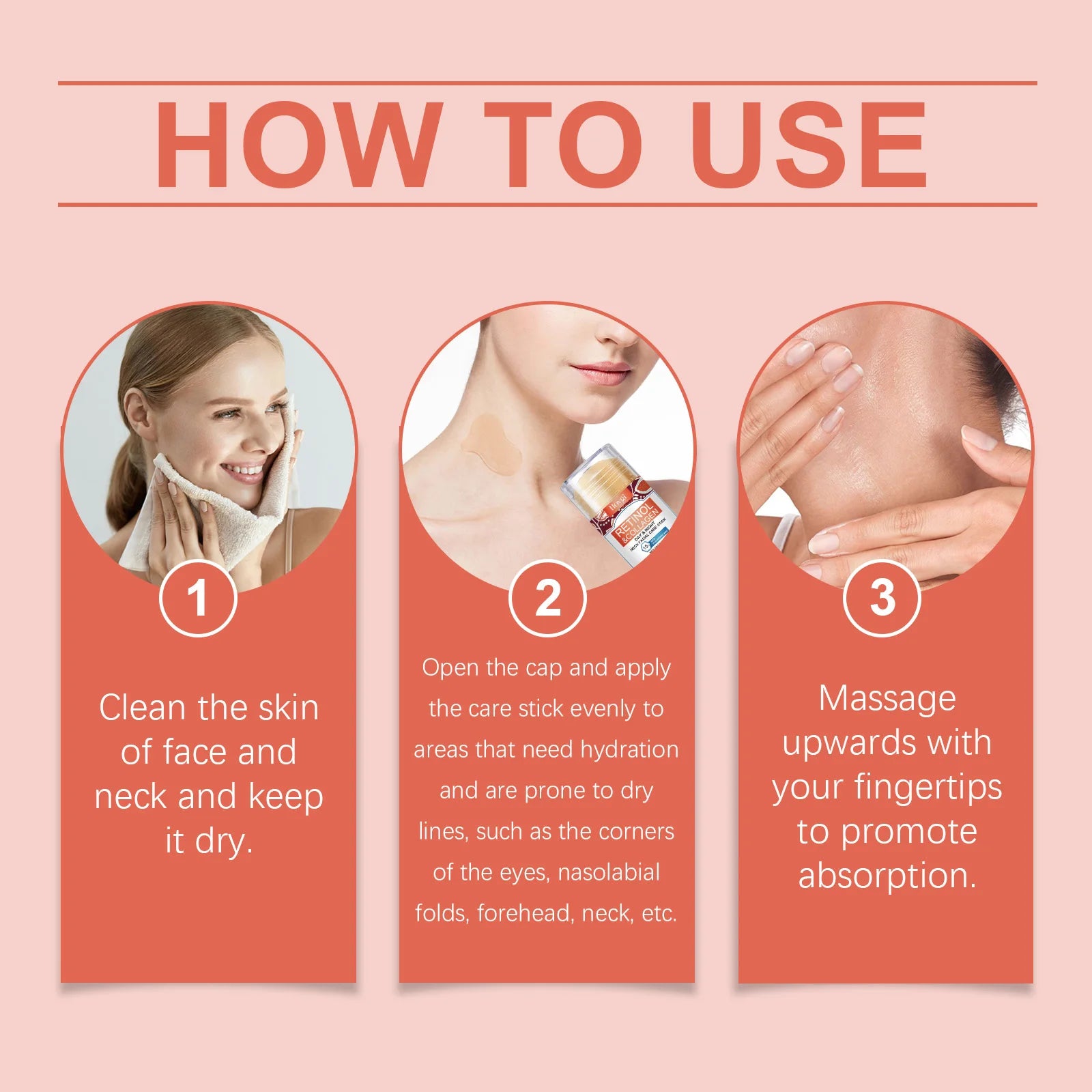 Neck Face Firming Stick 40g with Jojoba Oil Hyaluronic Acid Collagen Anti Wrinkle Cream for Sagging Hydrating for Sensitive Skin Zpaxo