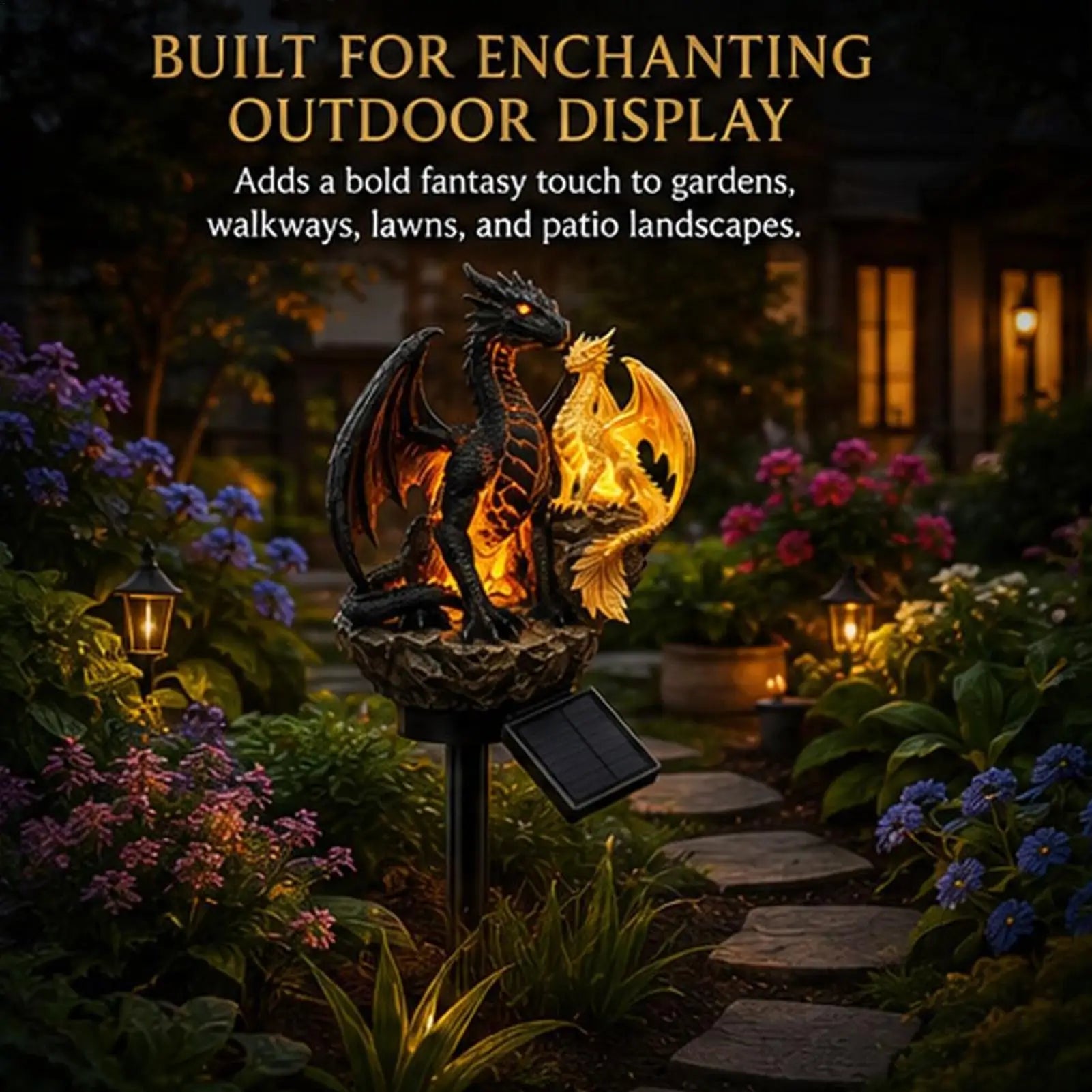 Dragon Solar Lights Outdoor Garden Decor Sculpture Lighting Sidewalk