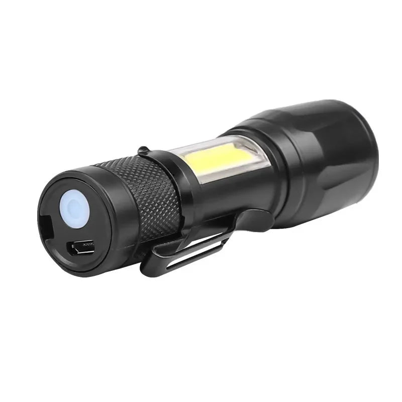 Mini Rechargeable COB+XPE LED Flashlight – Zoomable Torch