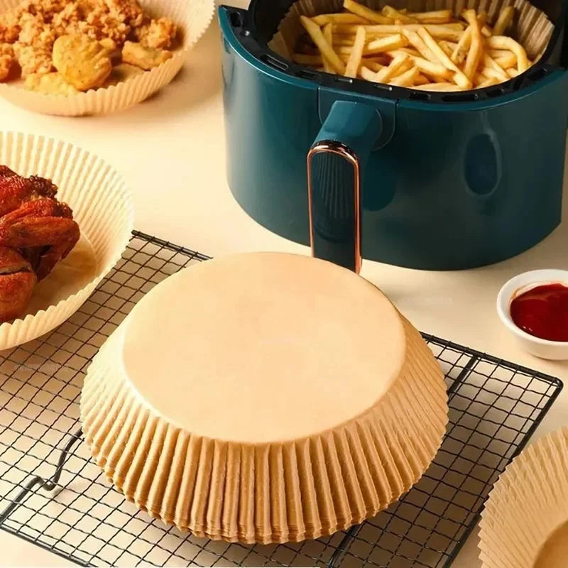 Air Fryer Disposable Parchment Liners – Round, Non-Stick, 50-250pk