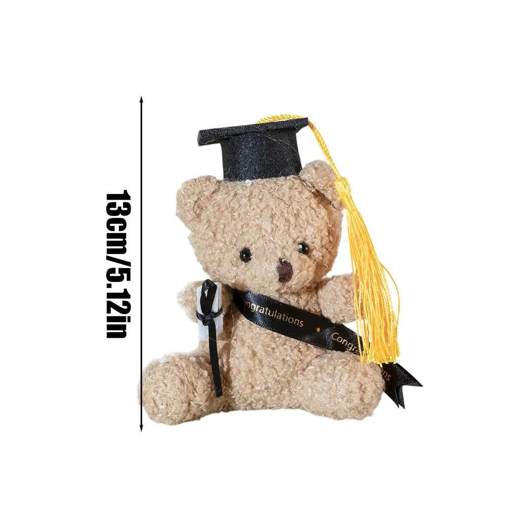 Stuffed Graduation Bear 5.1 Inch Plush Bear With Hat And Certificate Graduation Souvenir Animal Desktop Ornament For Zpaxo black United States