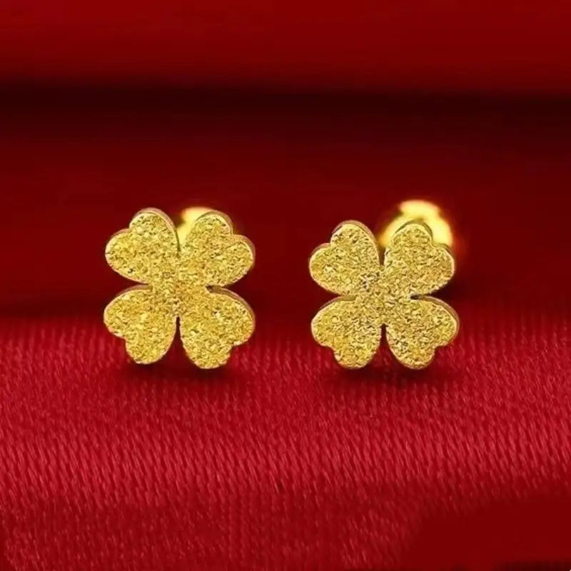 Fashion Stainless Steel Frosted Four-leaf Clover Stud Earrings Women Zpaxo