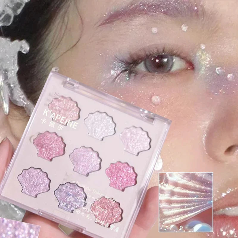 Shell Fairy Pearlescent Eyeshadow Palette Aurora Peach Shimmer