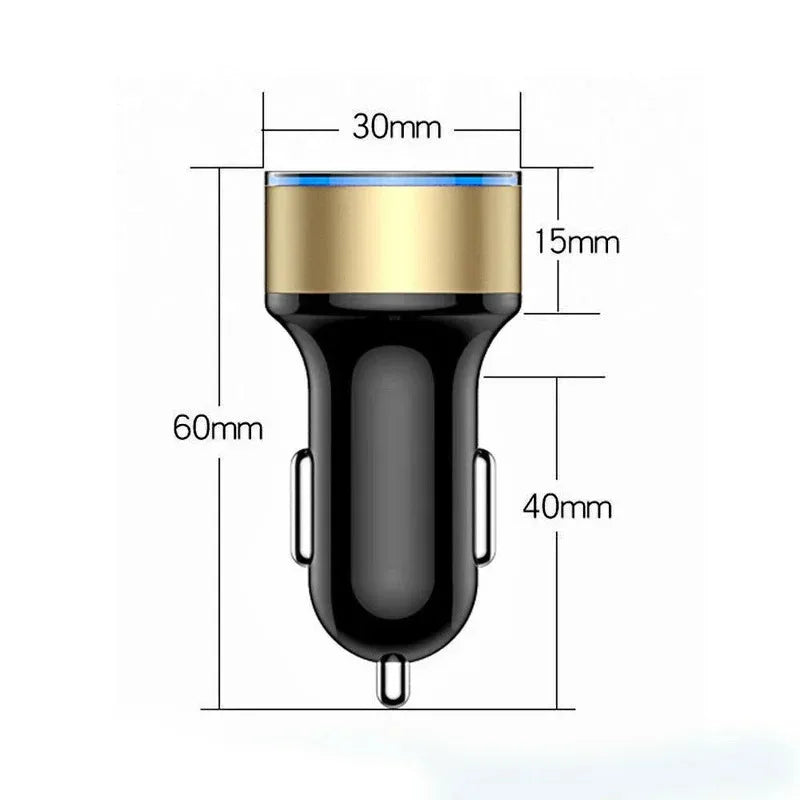 Dual USB Car Charger 3.1A Fast Charge & LED Voltmeter
