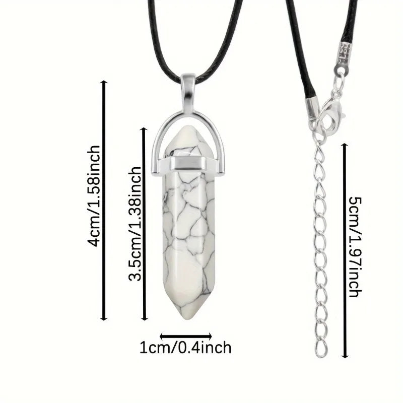10 Hexagon Pillar Natural Stone Glass Pendant Colorful Column Charms