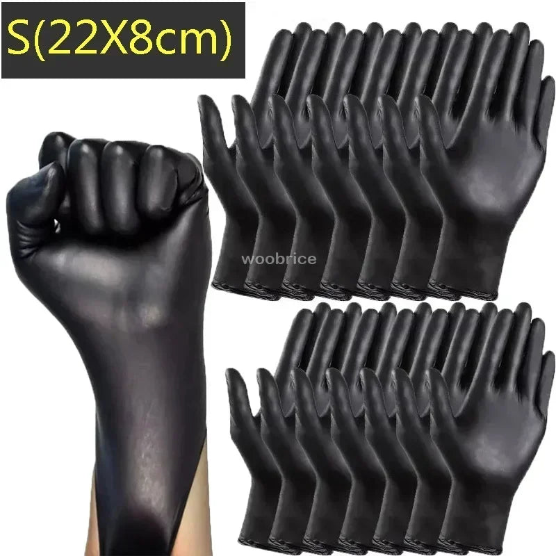 50/100/200pcs Disposable Black Nitrile Gloves, Kitchen, Tattoo, Hair Dye Gloves, Food Processing, Household Small Tools Zpaxo S-22x8cm 50PCS (25 pairs)