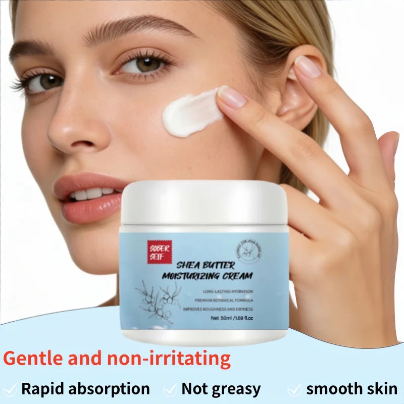 Shea Butter Hyaluronic Acid High‑Moisture Face Cream 50ml Dry Skin Savior Deep Nourishing Skin Care Zpaxo