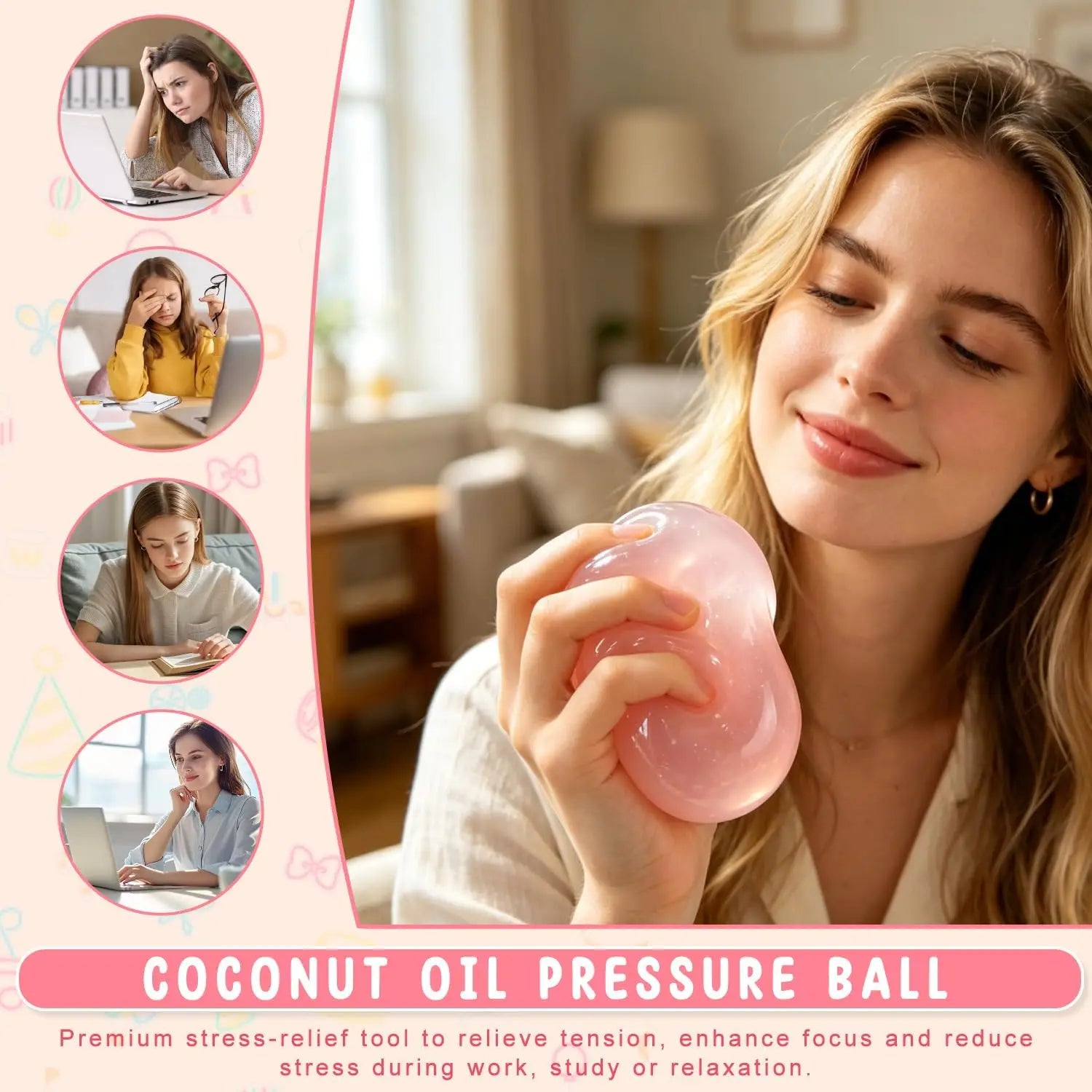 Premium Handmade Coconut Oil Slow Rebound Squishy Ball Translucent