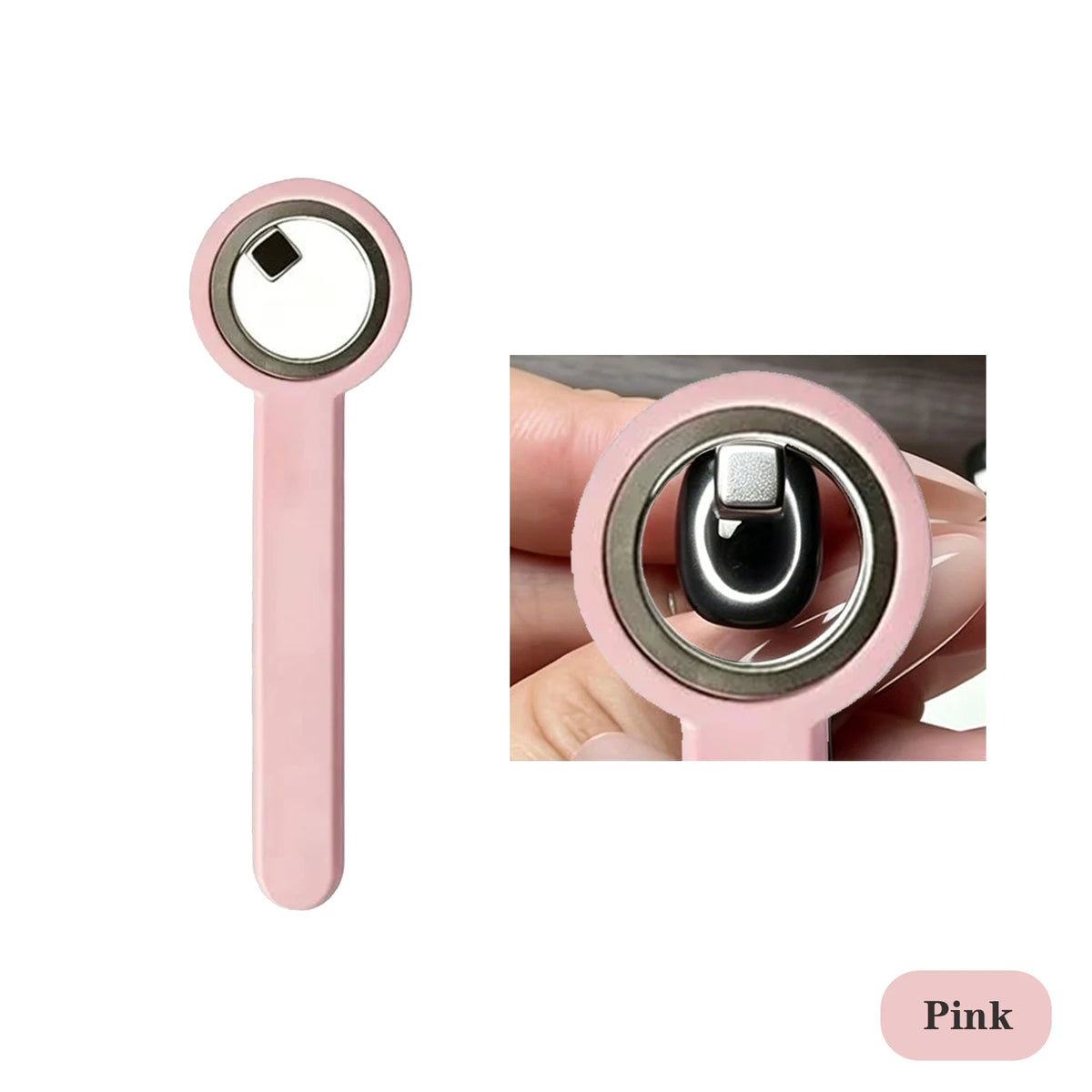 Cat Eye Nail Magnet Ring Magnetic Tool with Handle for Cat Eye Gel Polish DIY Nail Art Manicure Tools Zpaxo Pink-1pcs