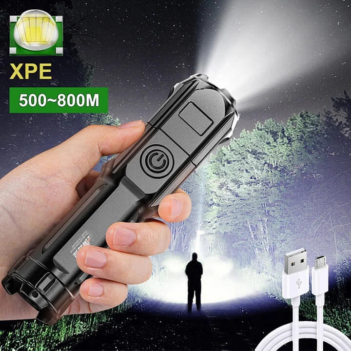 Powerful LED Flashlight Rechargeable USB 18650 Waterproof Zoom Zpaxo