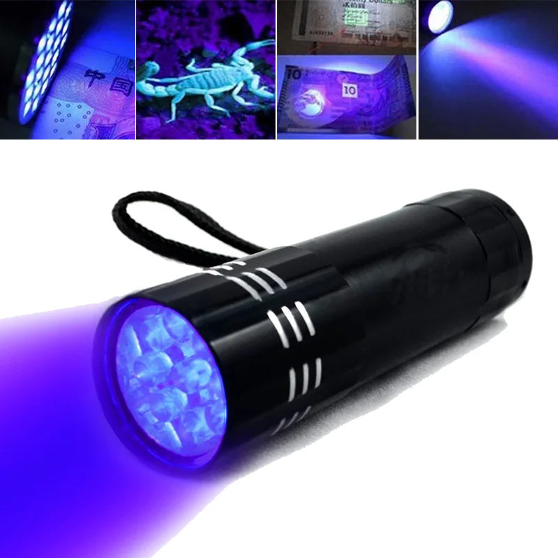 9 21LED UV Light 395nm Waterproof Flashlight Ultraviolet Mini Lamp Zpaxo 9 LED