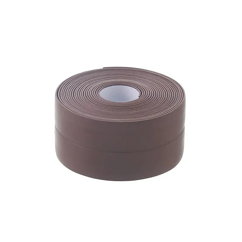 3.2M Self-adhesive Sealing Tape PVC Oil-Proof Kitchen Sink Edge Caulk Tape Waterproof Bathroom Toilet Corner Wall Sticker Zpaxo Brown 2m 3.8MM