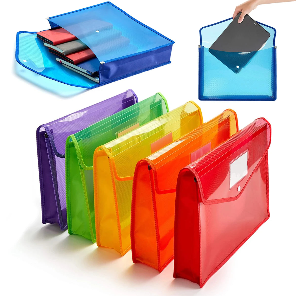 A4 Expanding File Folder Snap Closure Envelopes – 1/2/4 Pack