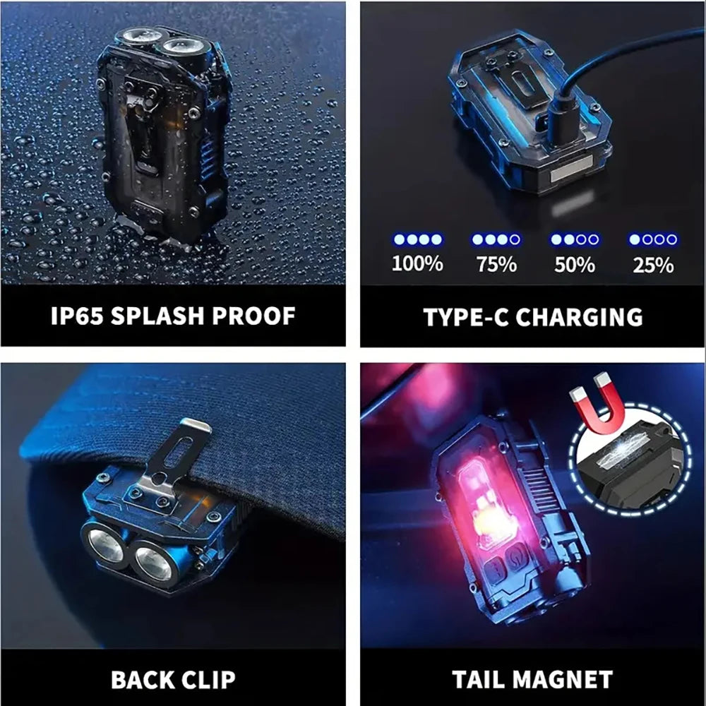 Mini Rechargeable LED Flashlight – 8 Modes, Magnetic & COB Light
