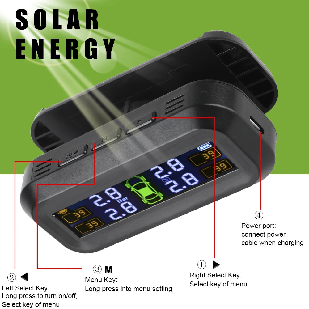 Tire Pressure Monitoring System Car Tyre Monitor Alarm 4 External