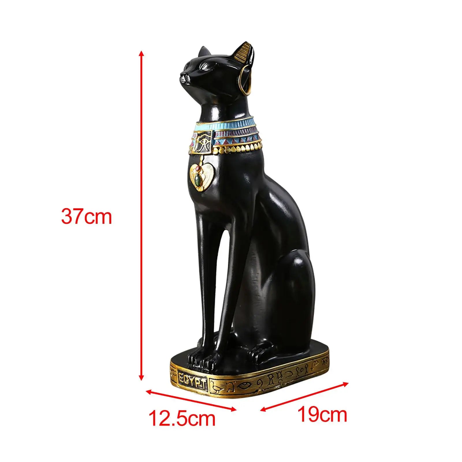 Egyptian Cat Goddess Bastet Statue Ornament Egypt Collectible Animal Sculpture Figurine for Office Shelf Table Desk Cabinet Zpaxo