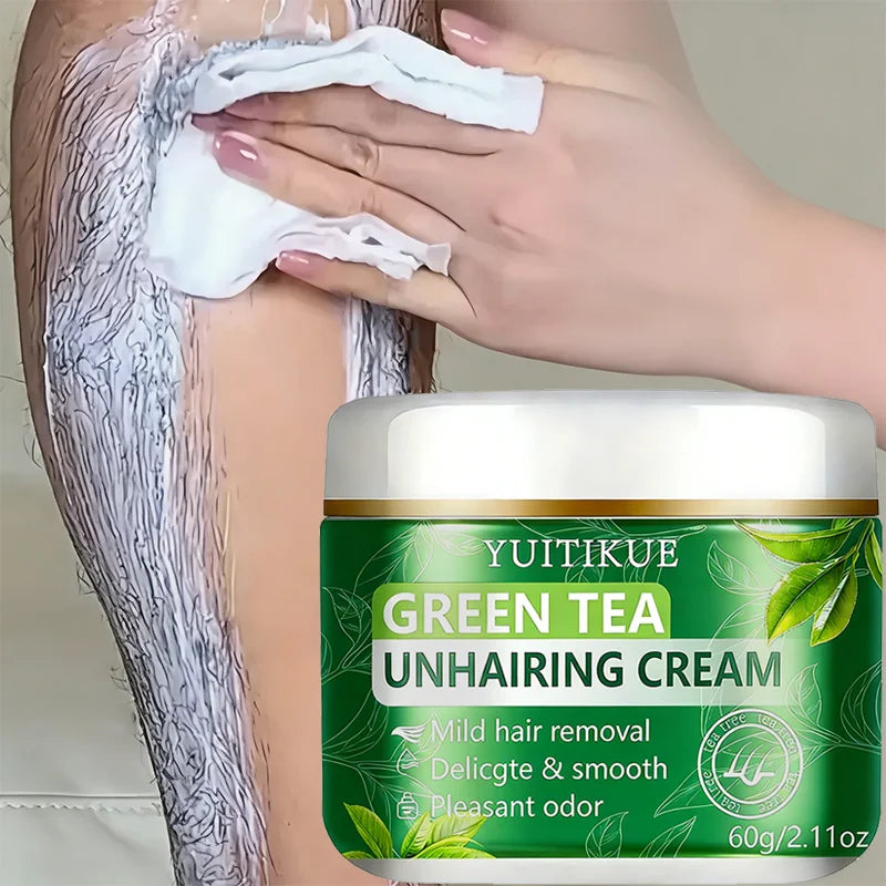 YUITIKUE Green Tea Depilatory Cream – Gentle Hair Removal 60g Depilatory Cream Zpaxo