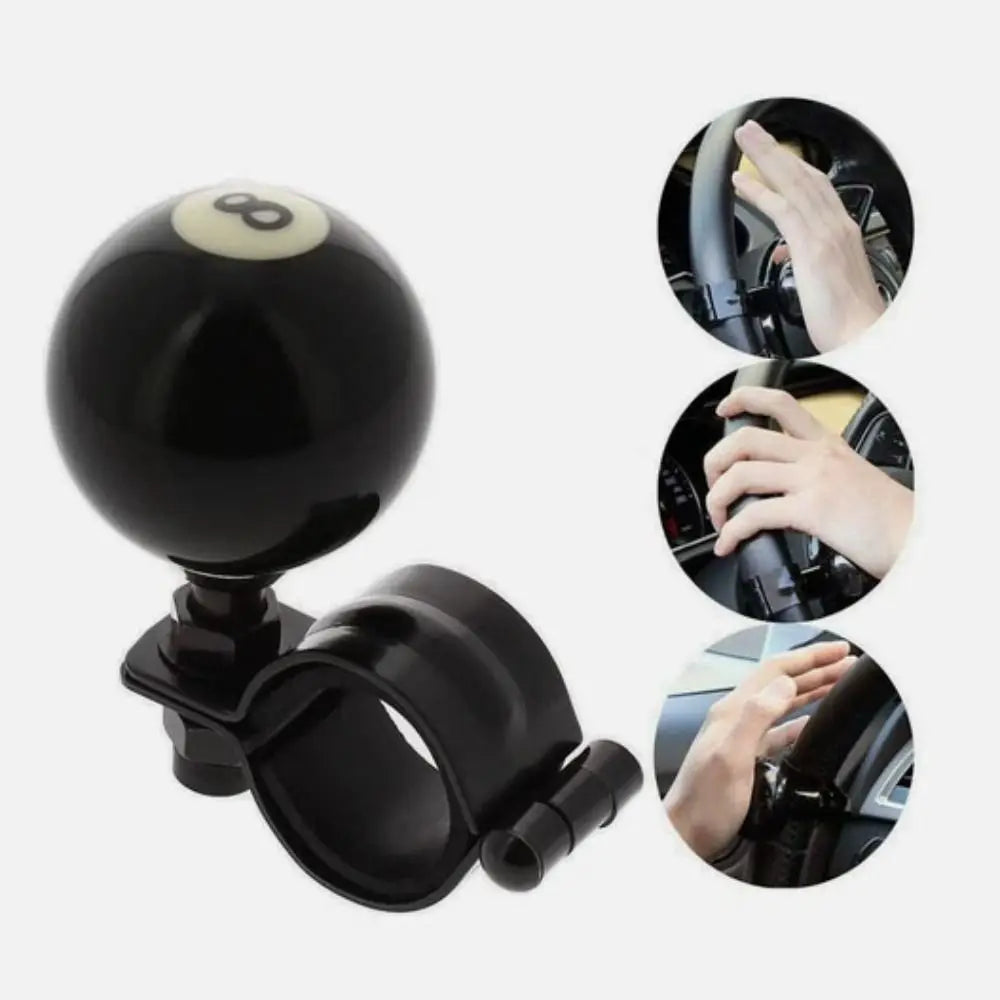 Black Billiard Ball Steering Wheel Spinner Turning Handle Driving Aid Zpaxo