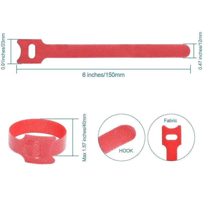 50pcs Releasable Cable Ties Colored Plastics Reusable Cable Ties Nylon Loop Wrap Ties T-type USB Cable Organizer Cable Protector Zpaxo