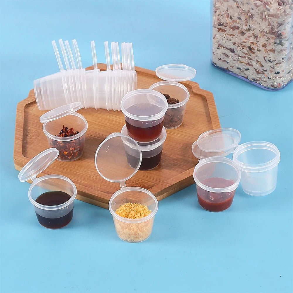 20Pcs Disposable Sauce Cup 25ml Portion Cups with Lids Souffle Sampling Cups Transparent Storage Container Zpaxo