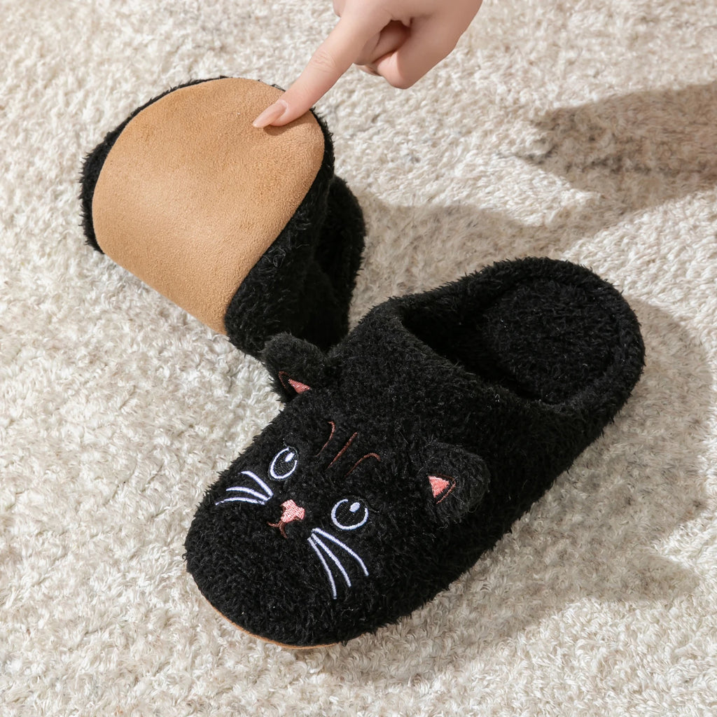 Women's House Slippers Cute Cartoon Plush Non-slip Indoor Bedroom