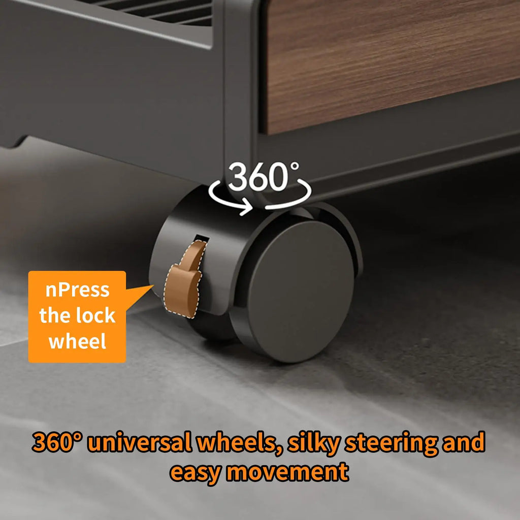 Adjustable Mobile CPU Stand Holder Locking Wheels Portable Tower Cart