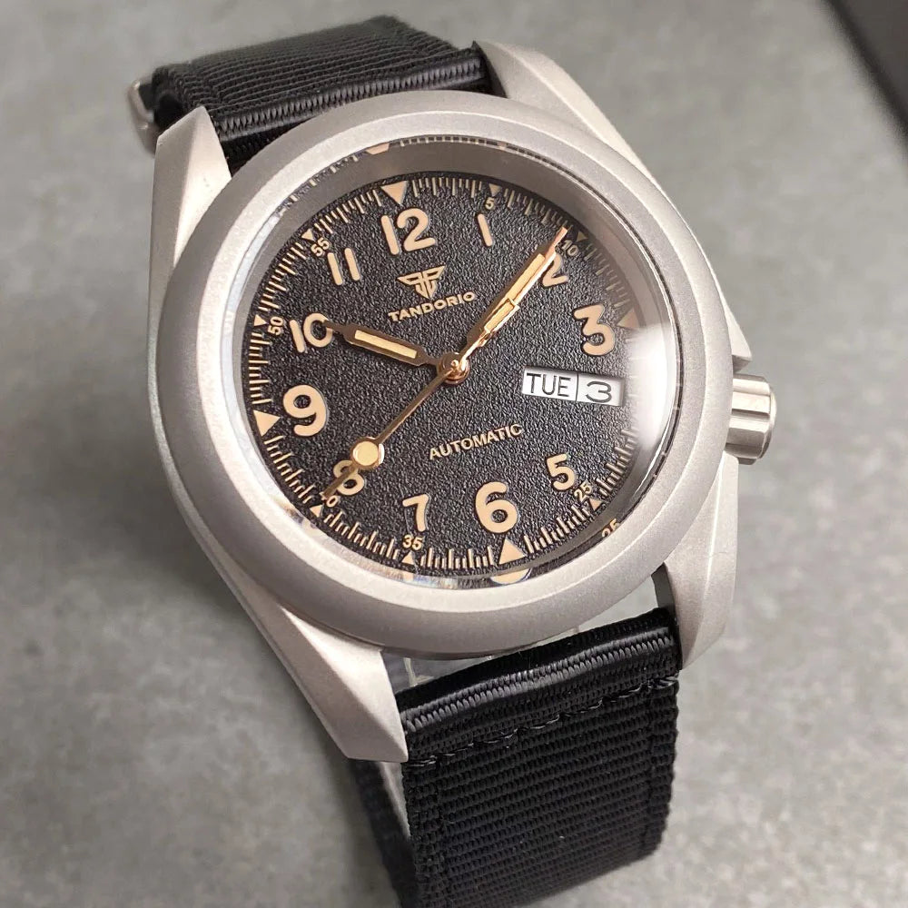 Tandorio Vintage Military Men's Field Watches Frosted Case 200m Waterproof Sapphire Glass NH36 Automatic Mechanical Man Watch Zpaxo
