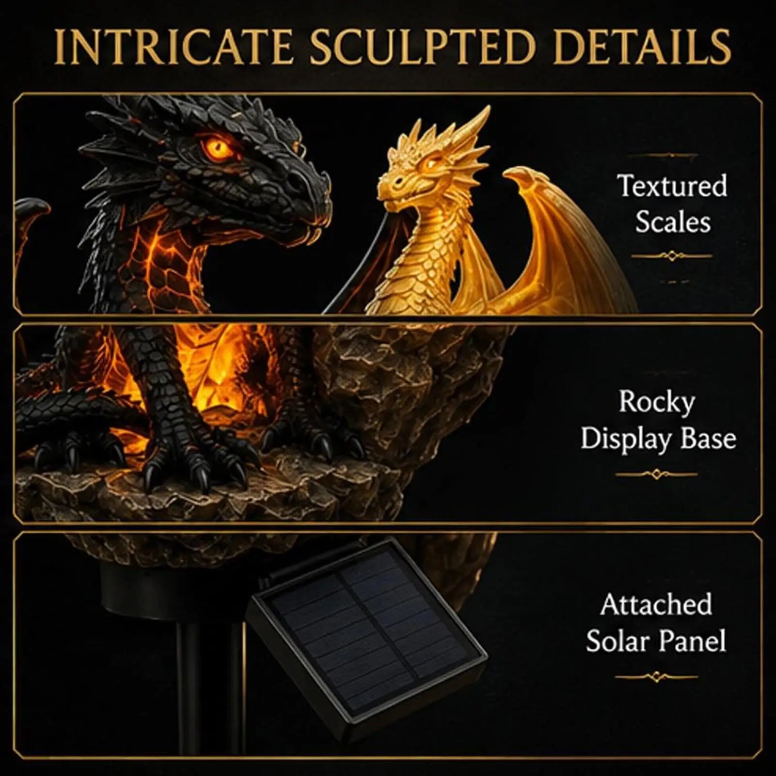 Dragon Solar Lights Outdoor Garden Decor Sculpture Lighting Sidewalk