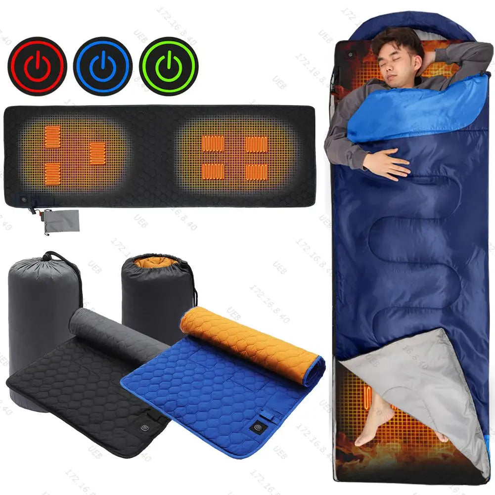 USB Heating Sleeping Mat 7 Zones Heated Mattress Adjustable Temperature Electric Heating Pad for Outdoor Camping Tent Mat Zpaxo