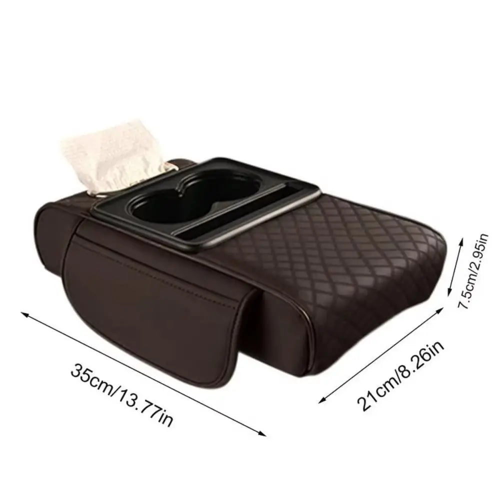 Cup Holder Armrest Heightening Cushion Large Capacity Side Storage Pockets Car Console Console Pillow Easy To Install Tissue Box Zpaxo