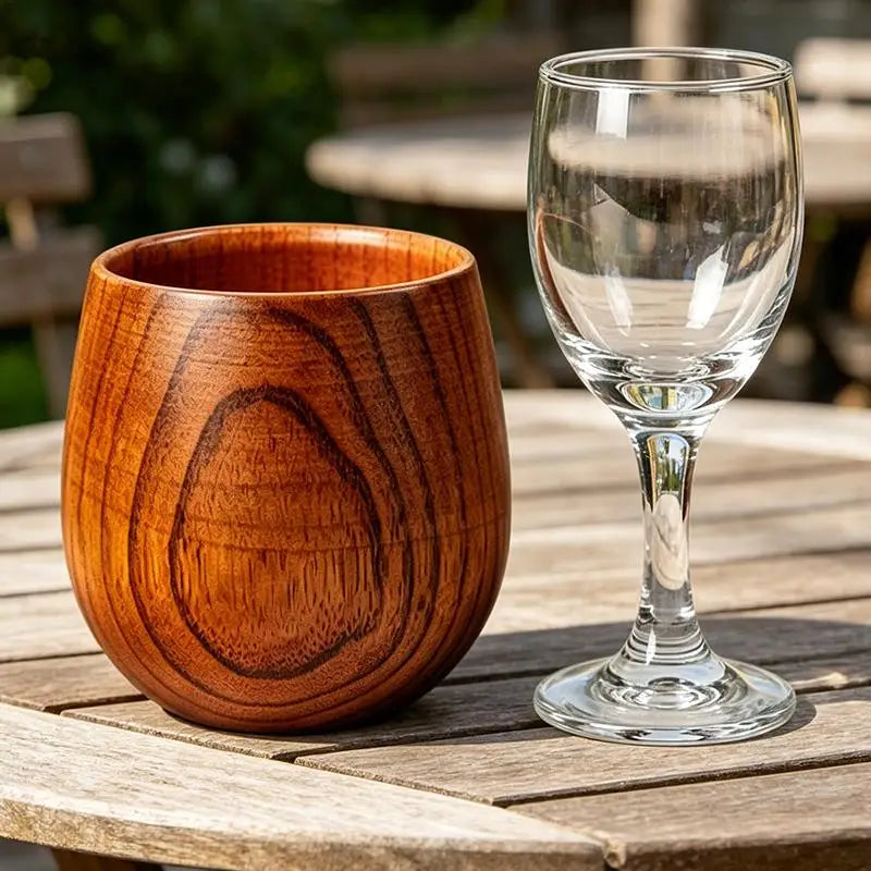 Wooden Whiskey Cup Old Fashioned Drinking Tumbler Men Bourbon Glasses