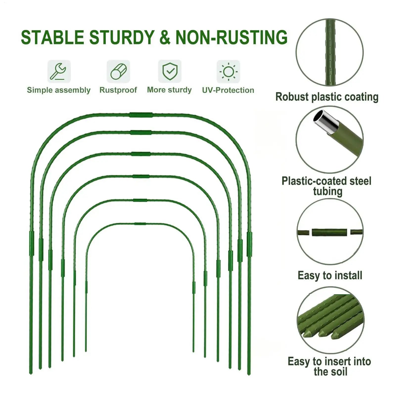 Garden Grow Tunnel Kit – Arch Hoops, PE Mesh Net & Clips Garden Tunnel Kit Zpaxo