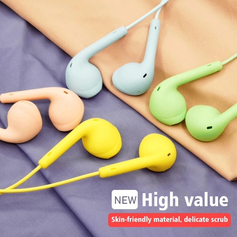 Macaron Universal 3.5mm Stereo Earphones Sports Music Earplugs Wired Microphone for Xiaomi Zpaxo