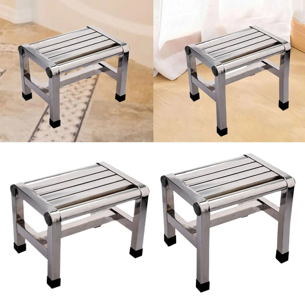 Shower Stool Non Slip Multifunctional Portable Metal Step Stool Foot Rest for Bedside Apartment Bedroom Kitchen Living Room Zpaxo