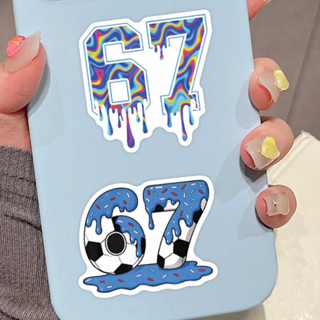 67 Stickers Waterproof Number Laptop Decal 67 Meme Stickers For Guitar Phone Scrapbook Skateboard Luggage Journal Journaling Car Zpaxo